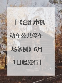 《合肥市机动车公共停车场条例》6月1日起施行