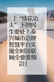 “绣花功夫”下到民生要处！泰兴城市治理智慧平台实现全时段联网全要素细治