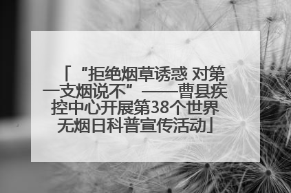 “拒绝烟草诱惑 对第一支烟说不”——曹县疾控中心开展第38个世界无烟日科普宣传活动