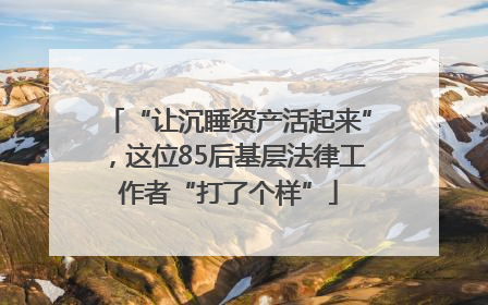 “让沉睡资产活起来”，这位85后基层法律工作者“打了个样”