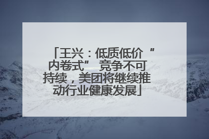 王兴：低质低价“内卷式” 竞争不可持续，美团将继续推动行业健康发展