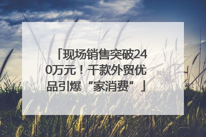 现场销售突破240万元！千款外贸优品引爆“家消费”