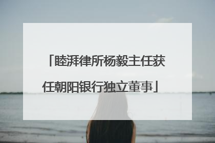 睦湃律所杨毅主任获任朝阳银行独立董事