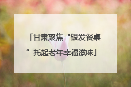 甘肃聚焦“银发餐桌”托起老年幸福滋味