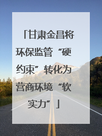 甘肃金昌将环保监管“硬约束”转化为营商环境“软实力”