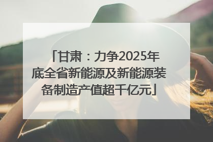 甘肃：力争2025年底全省新能源及新能源装备制造产值超千亿元