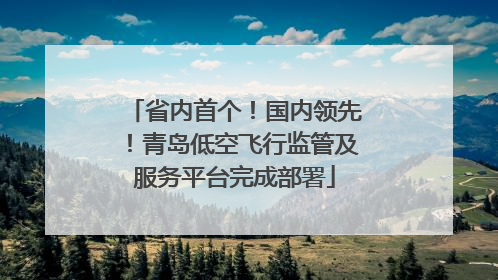 省内首个！国内领先！青岛低空飞行监管及服务平台完成部署