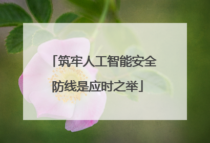 筑牢人工智能安全防线是应时之举