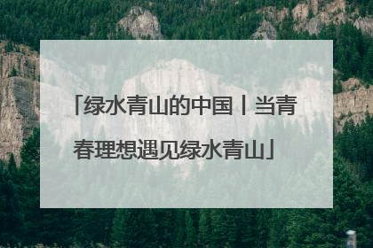 绿水青山的中国丨当青春理想遇见绿水青山