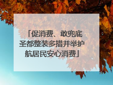 促消费、敢兜底 圣都整装多措并举护航居民安心消费