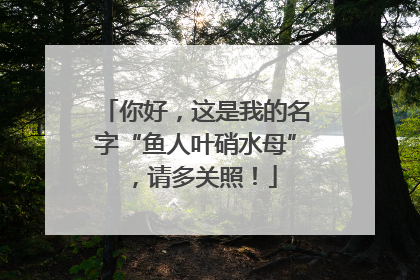 你好，这是我的名字“鱼人叶硝水母”，请多关照！
