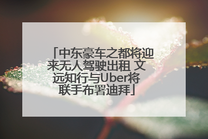中东豪车之都将迎来无人驾驶出租 文远知行与Uber将联手布署迪拜