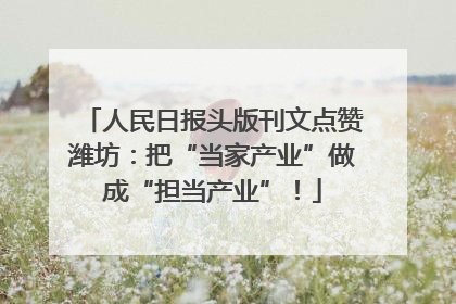 人民日报头版刊文点赞潍坊：把“当家产业”做成“担当产业”！