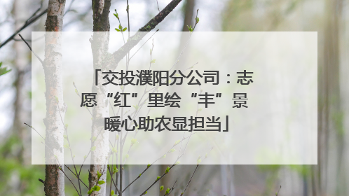 交投濮阳分公司：志愿“红”里绘“丰”景 暖心助农显担当