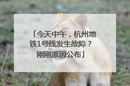 今天中午，杭州地铁1号线发生故障？刚刚原因公布