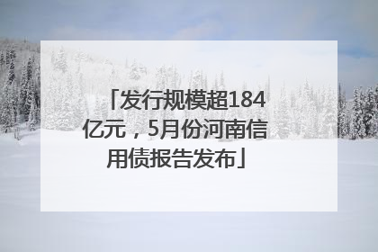 发行规模超184亿元，5月份河南信用债报告发布