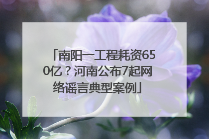 南阳一工程耗资650亿？河南公布7起网络谣言典型案例