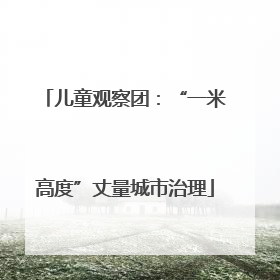 儿童观察团：“一米高度”丈量城市治理