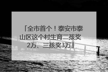 全市首个！泰安市泰山区这个村生育二孩奖2万、三孩奖3万