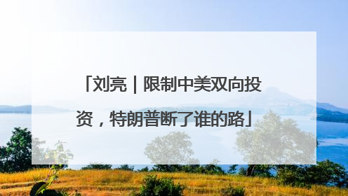 刘亮｜限制中美双向投资，特朗普断了谁的路