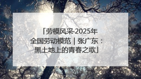 劳模风采·2025年全国劳动模范｜张广东：黑土地上的青春之歌