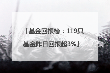 基金回报榜：119只基金昨日回报超3%