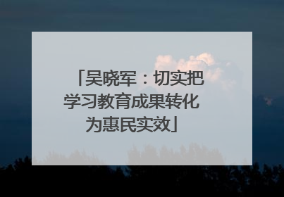吴晓军：切实把学习教育成果转化为惠民实效