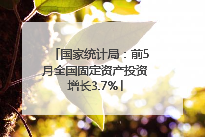 国家统计局：前5月全国固定资产投资增长3.7%
