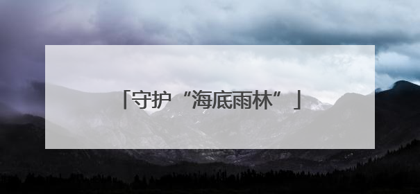 守护“海底雨林”