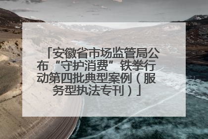 安徽省市场监管局公布“守护消费”铁拳行动第四批典型案例（服务型执法专刊）