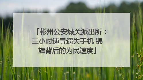 彬州公安城关派出所：三小时速寻遗失手机 锦旗背后的为民速度