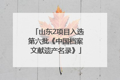 山东2项目入选第六批《中国档案文献遗产名录》