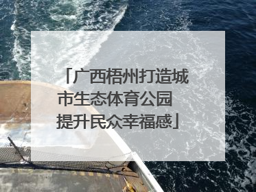 广西梧州打造城市生态体育公园 提升民众幸福感