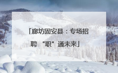 廊坊固安县：专场招聘 “职”通未来
