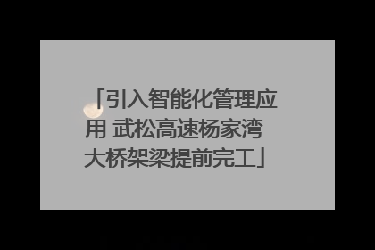 引入智能化管理应用 武松高速杨家湾大桥架梁提前完工