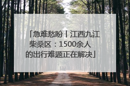 急难愁盼丨江西九江柴桑区：1500余人的出行难题正在解决