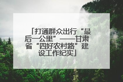 打通群众出行“最后一公里”——甘肃省“四好农村路”建设工作纪实