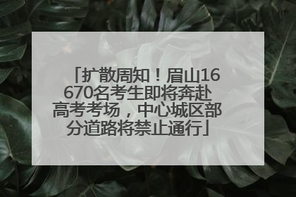 扩散周知！眉山16670名考生即将奔赴高考考场，中心城区部分道路将禁止通行
