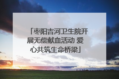 枣阳吉河卫生院开展无偿献血活动 爱心共筑生命桥梁
