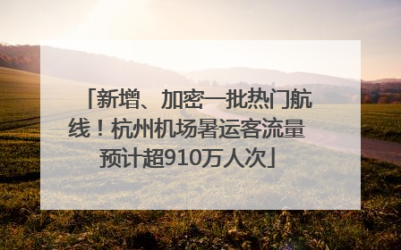 新增、加密一批热门航线！杭州机场暑运客流量预计超910万人次