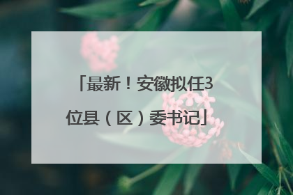 最新！安徽拟任3位县（区）委书记