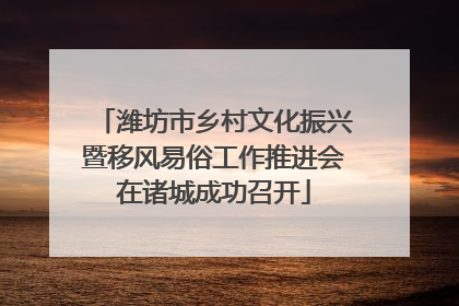 潍坊市乡村文化振兴暨移风易俗工作推进会在诸城成功召开