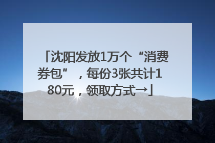 沈阳发放1万个“消费券包”，每份3张共计180元，领取方式→