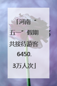 河南“ 五一”假期共接待游客6450.3万人次