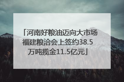河南好粮油迈向大市场 福建粮洽会上签约38.5万吨揽金11.5亿元