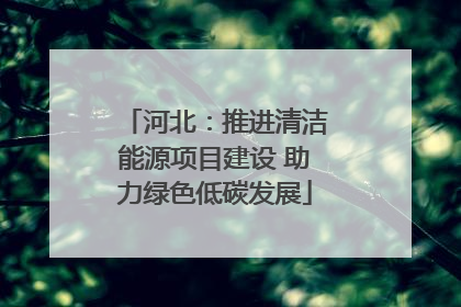 河北：推进清洁能源项目建设 助力绿色低碳发展