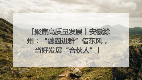 聚焦高质量发展丨安徽滁州：“融圈进群”借东风，当好发展“合伙人”