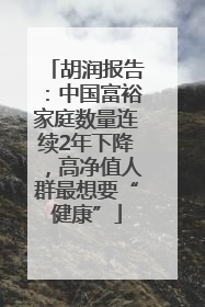 胡润报告：中国富裕家庭数量连续2年下降，高净值人群最想要“健康”