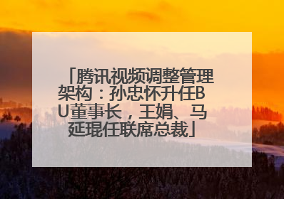 腾讯视频调整管理架构：孙忠怀升任BU董事长，王娟、马延琨任联席总裁