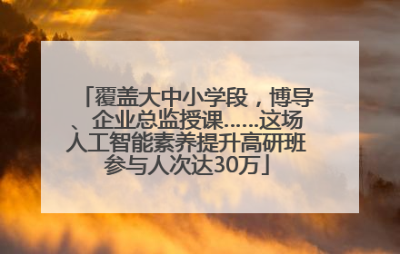 覆盖大中小学段，博导、企业总监授课……这场人工智能素养提升高研班参与人次达30万